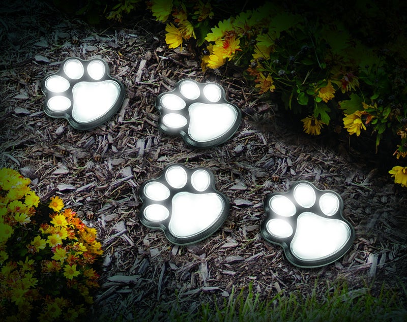 IdeaWorks JB7356 Dog Paw Solar Lights Outdoor Panels - Bright Energy Efficient and Perfect for your Garden - 4 pc Set, Black - Image 2